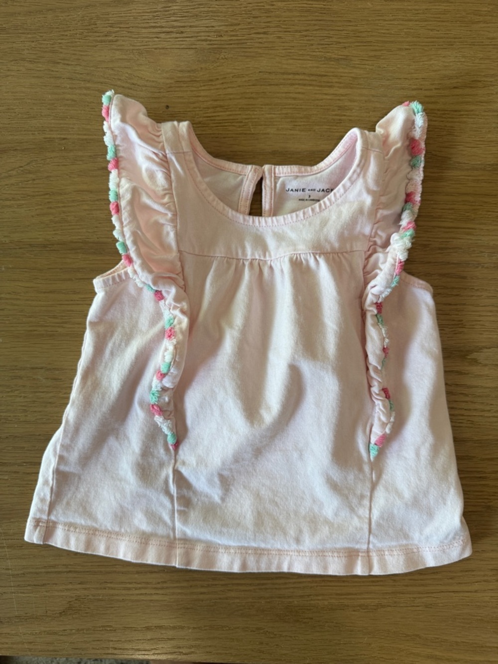 Janie and Jack Light Pink Ruffle Tank with Pastel Trim
